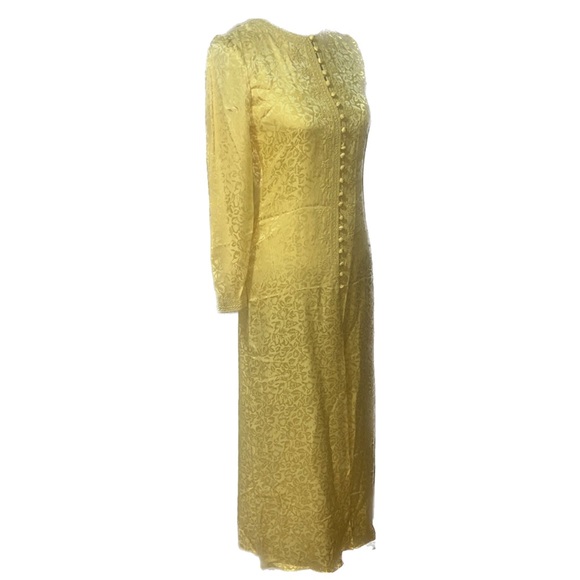 Oscar de la Renta Vintage Yellow Silk Caftan and Pant Set, brand new with tags - Picture 2 of 16